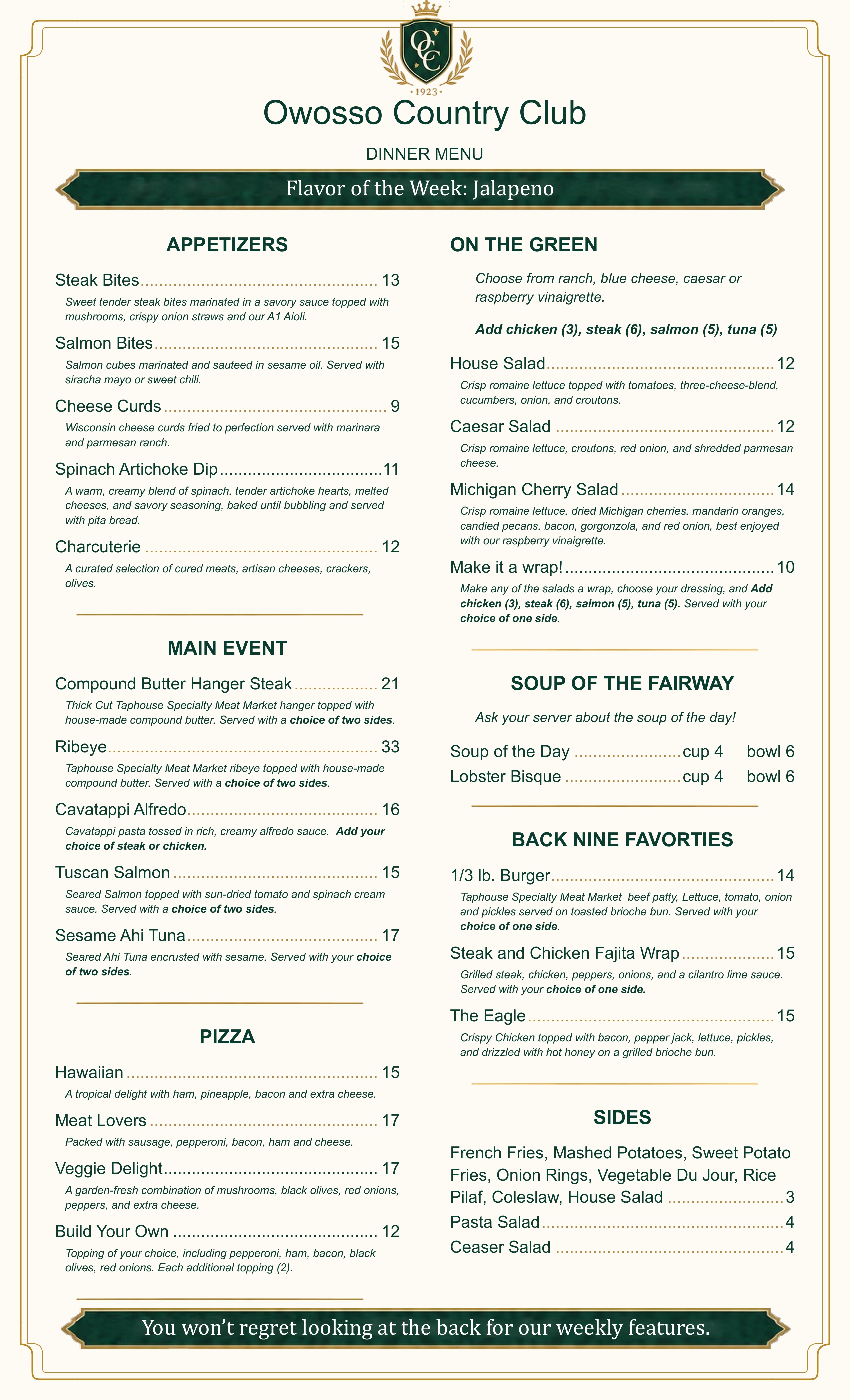 Dinner Menu