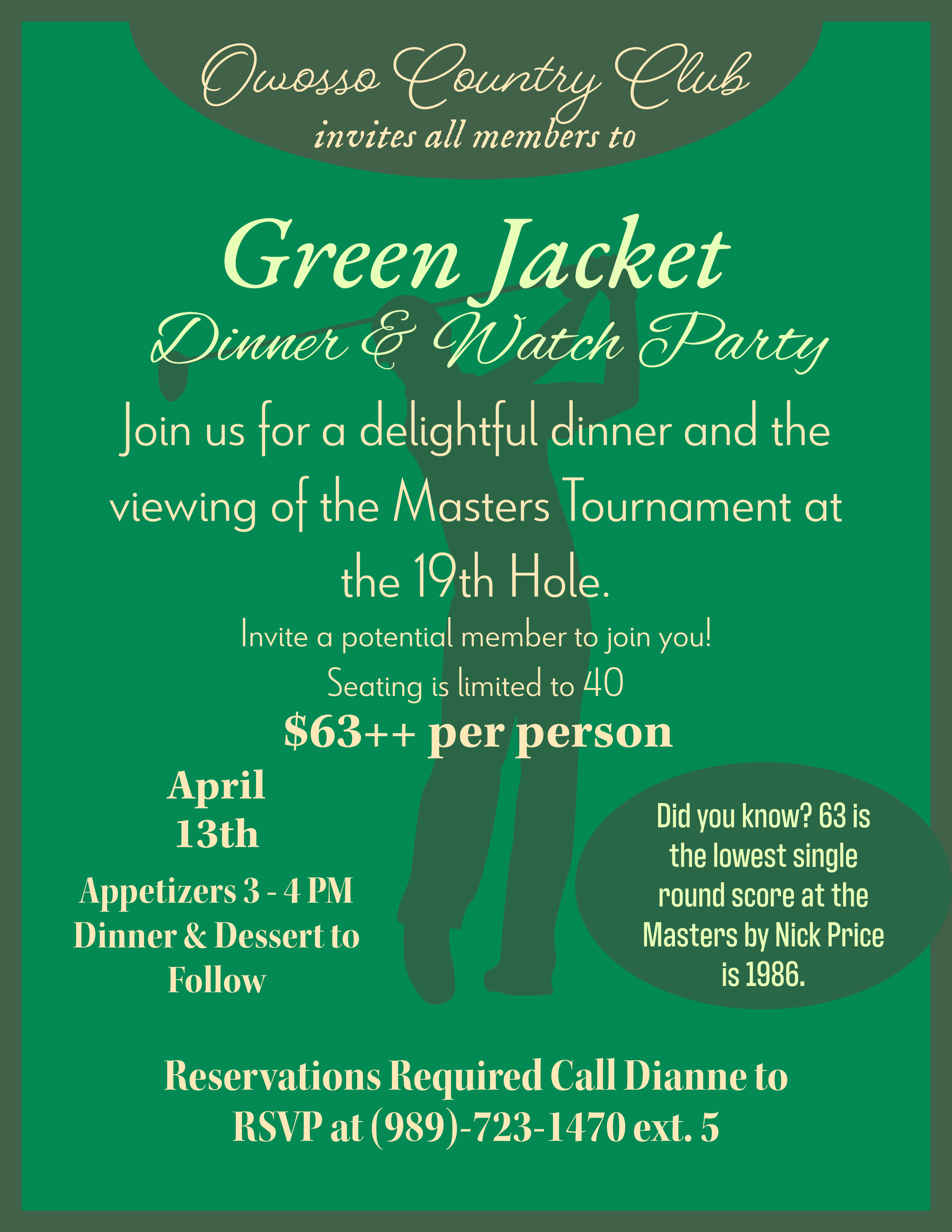 Masters Dinner Invite
