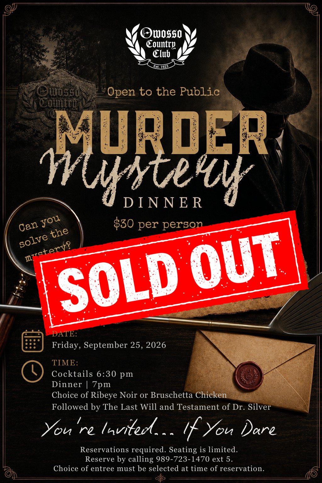 Murder Mystery Owosso Sold out