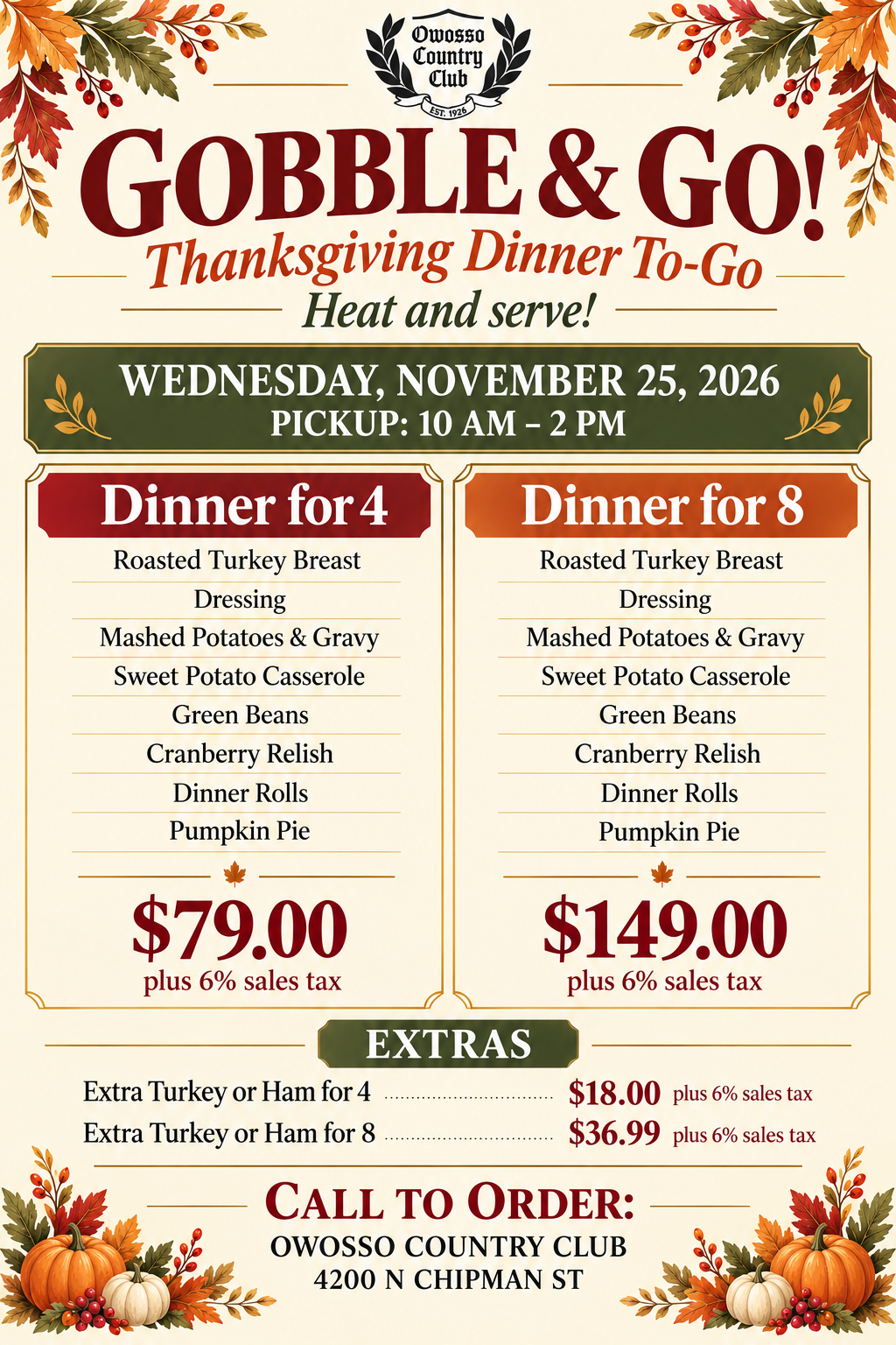 Owosso Country Club Gobble Go 2026